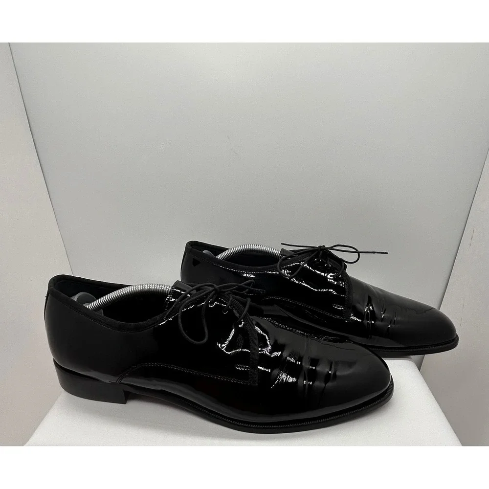 Vito Rufolo Mens Black Patent Leather Derby Dress Shoes Formal Tuxedo Wedding 12